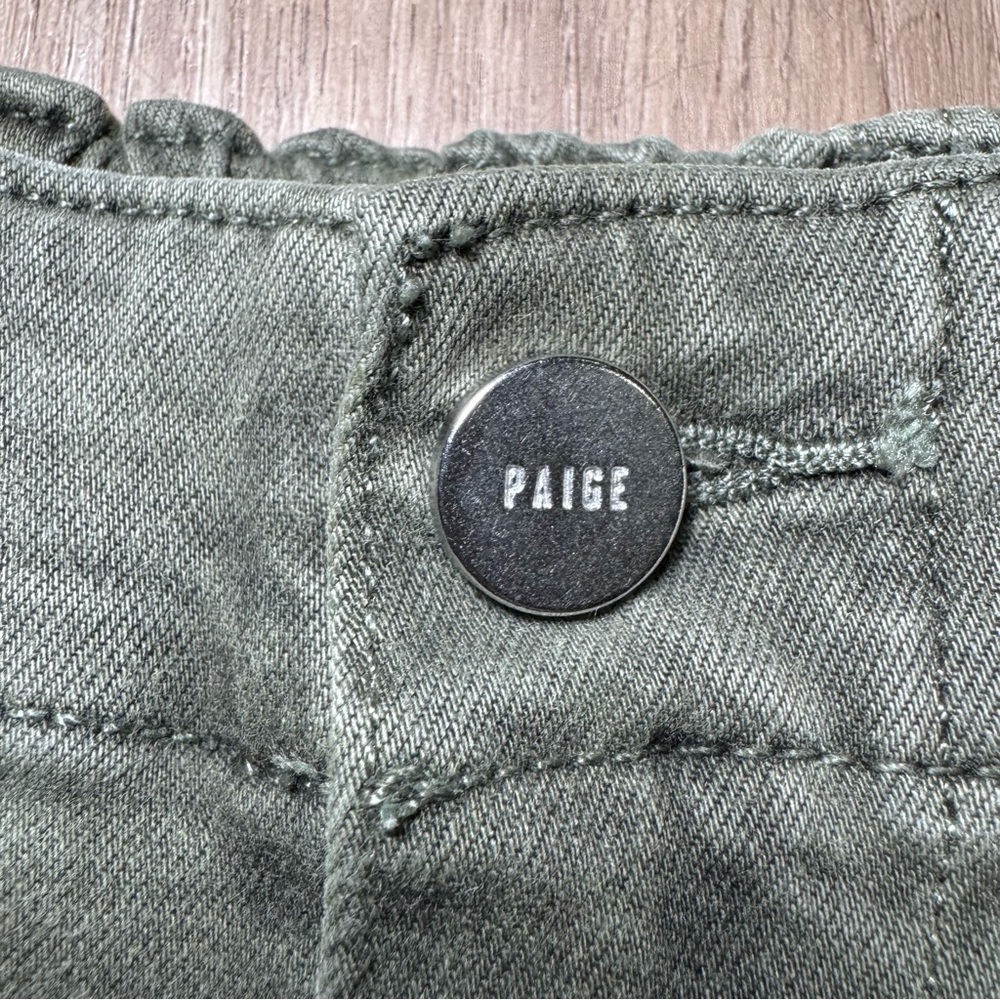 PAIGE Christy Shorts Women’s Size 28 Olive Green Elastic Back Drawstring Cuffed - Picture 4 of 12